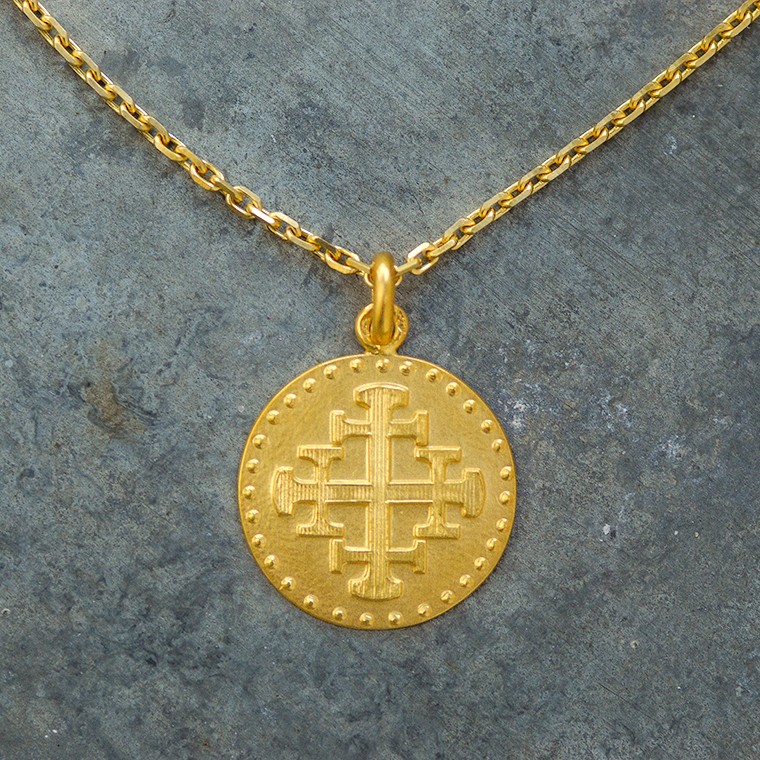 Pendentif Croix De Jérusalem - Croisé Templier - Médaillon Religieux En Acier Inoxydable - Cadeau Baptême Confirmation Homme Femme