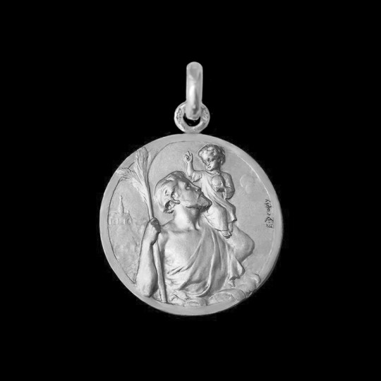 Médaille Saint Christophe en Argent Massif - 17 mm