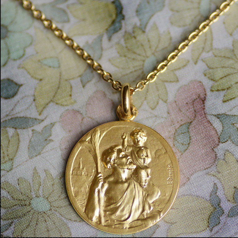 Médaille Saint Christophe personnalisable (or jaune 750°)