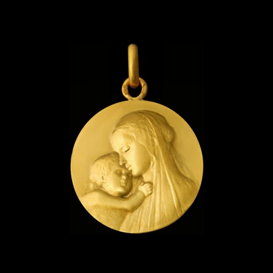 Medaille bébé Maison de la Médaille Médaille Vierge à l'enfant de  Botticelli - Or jaune 9ct sur